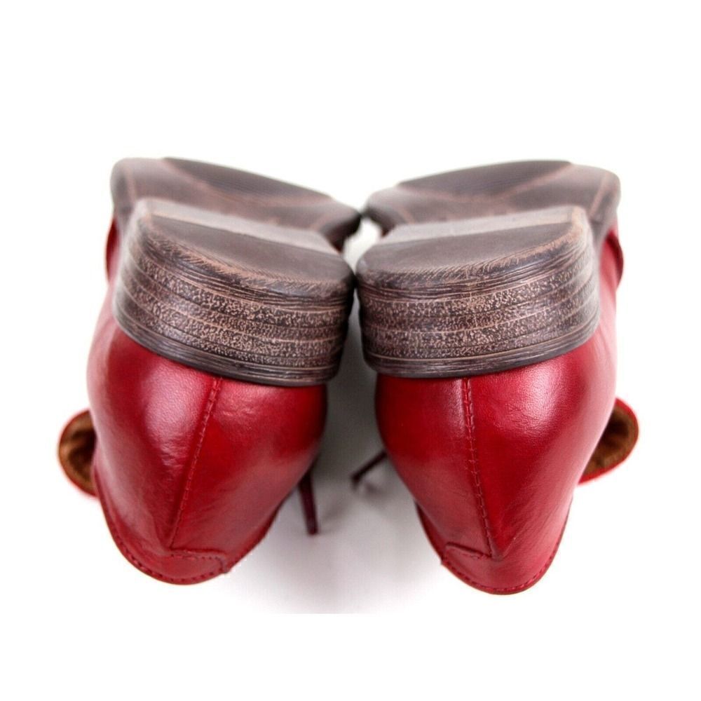 Miz Mooz RED GENUINE LEATHER LOW HEEL ROUND TOE ZIP SIDE LOAFER SHOES Size 6 - Picture 11 of 13